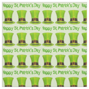 Tissu Joyeux Saint Patrick's Day Green Leprechaun Tophat