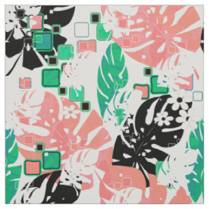 Tissu jungle tropicale sans charme abstrait PA feuille m