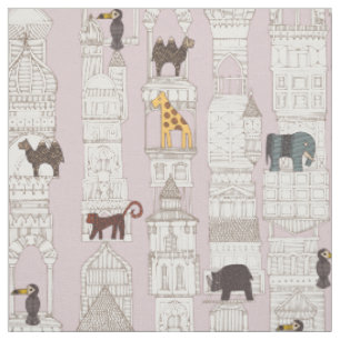 Tissu jungle urbaine rose
