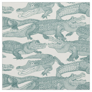 Tissu juste alligators jade