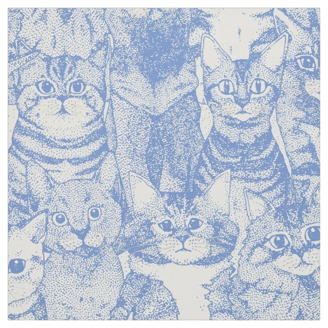 Tissu juste chatons bleu (Échantillon)