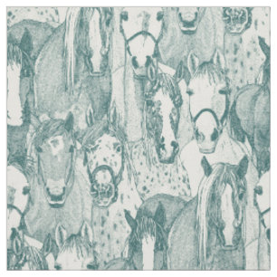 Tissu juste chevaux jade demi perle