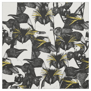 Tissu juste jaune blanc noir de pingouins