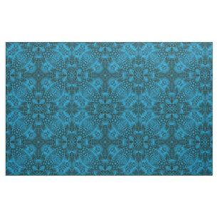 Tissu Kaléidoscope bleu vintage noir et bleu de fractal