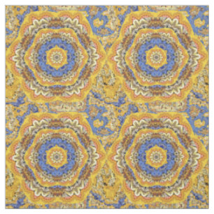 Tissu Kaleidoscope Floral Luxe Bleu Golden Jaune Mix