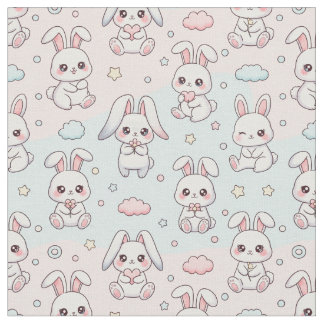 Tissu Kawaii Bunny Happy Rabbit