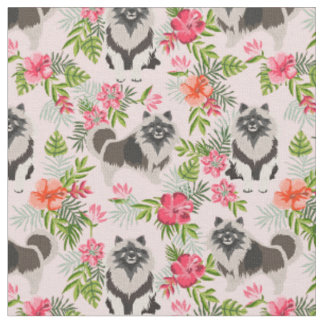 Tissu kéeshonien rosé à fleurs hawaïennes