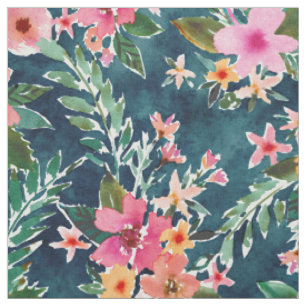 Tissu Ketmie foncée de MERVEILLE TROPICALE florale