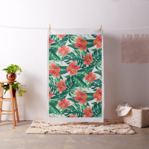 Tissu Ketmie orange tropicale