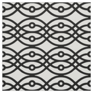 Tissu Kimono imprimé, noir sur blanc
