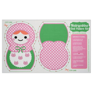 Tissu Kit rose et vert de motif de poupée de Matryoshka
