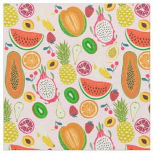 Tissu kiwi grenade aux fruits du dragon tropical