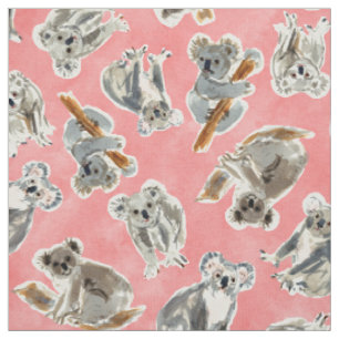 Tissu KOALA CHAOS Aquarelle mignonne Marsupial