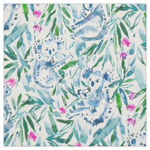Tissu Koala mignons d'aquarelle de TEMPS de KOALITY