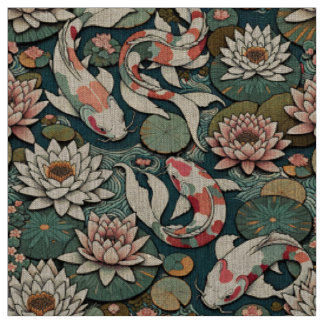 Tissu Koi parmi les Lilies II
