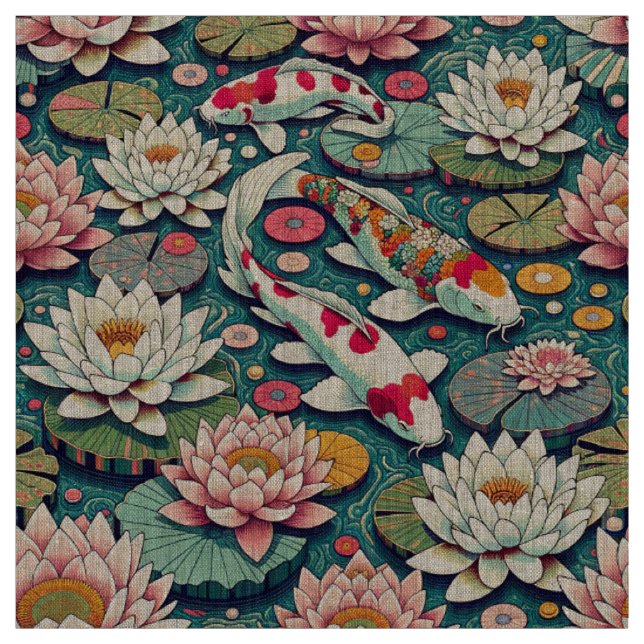 Tissu Koi parmi les lys I (Échantillon)
