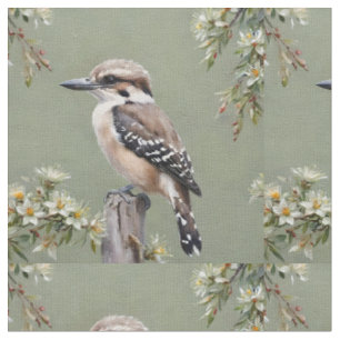Tissu Kookaburra Et Eucalyptus Fleurs,