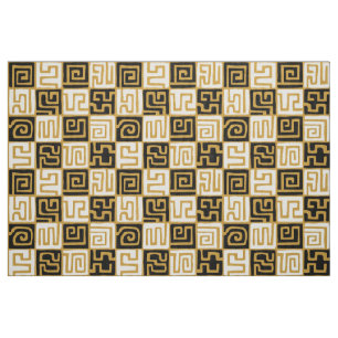 Tissu Kuba Style Motif 071019 (01) - B&W on Gold