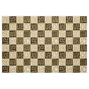 Tissu Kuba Style Motif 071019 (02) - B&W on Gold