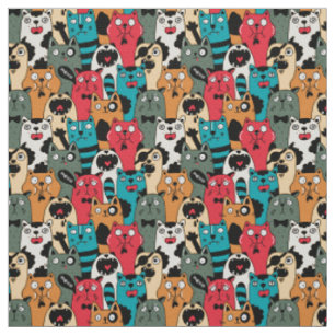 Tissu La foule des chats