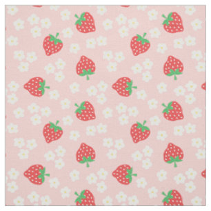 Tissu La fraise fleurit le motif rose