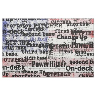 Tissu La gloire du baseball   Mots du drapeau américain 