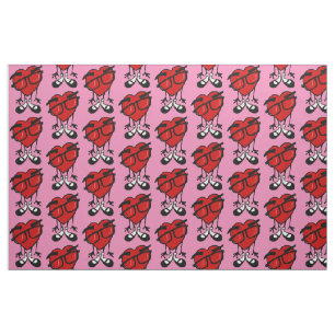 TISSU LA JOURNÉE DE VALENTINE COEUR ROUGE GRAPHIQUE ROSE