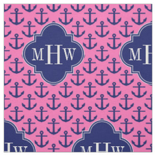 Tissu La marine ancre les roses indien BG, monogramme
