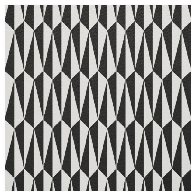 Tissu La moitié du siècle géométrique, noir et blanc (Échantillon)