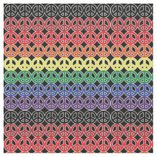 Tissu La paix d'arc-en-ciel se connecte le noir