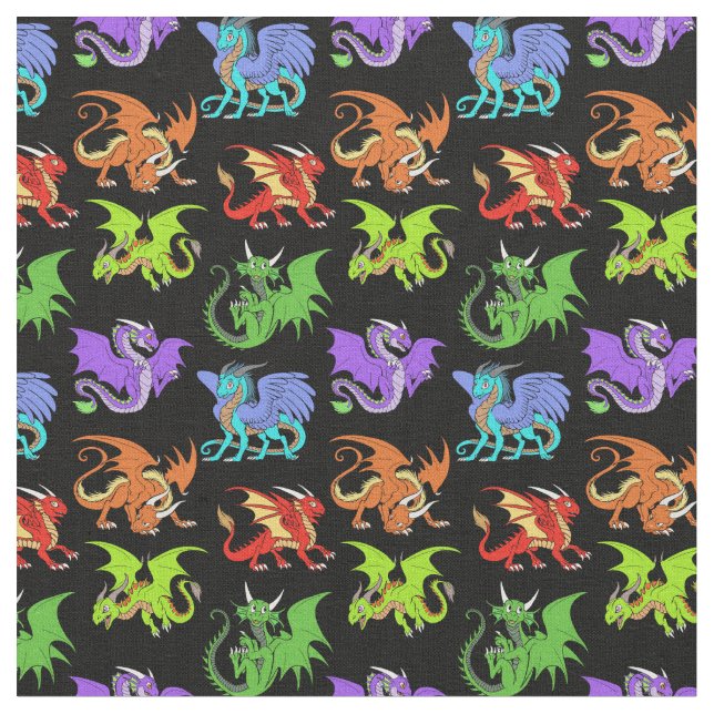 Tissu La scène de dragon badine mince (Fermer)