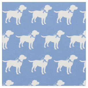 Tissu Labrador Retriever Chien Silhouette Animal bleu cl