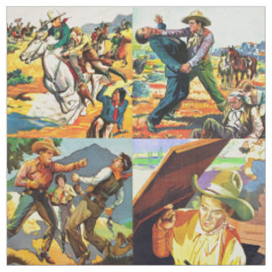 Tissu L'affiche de film occidentale vintage de cowboys