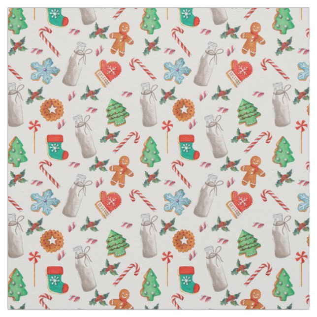 Tissu Lait et biscuits de Noël (Échantillon)