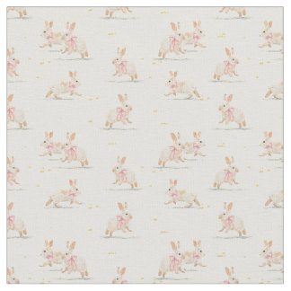 Tissu lapin de Pâques coquette rose