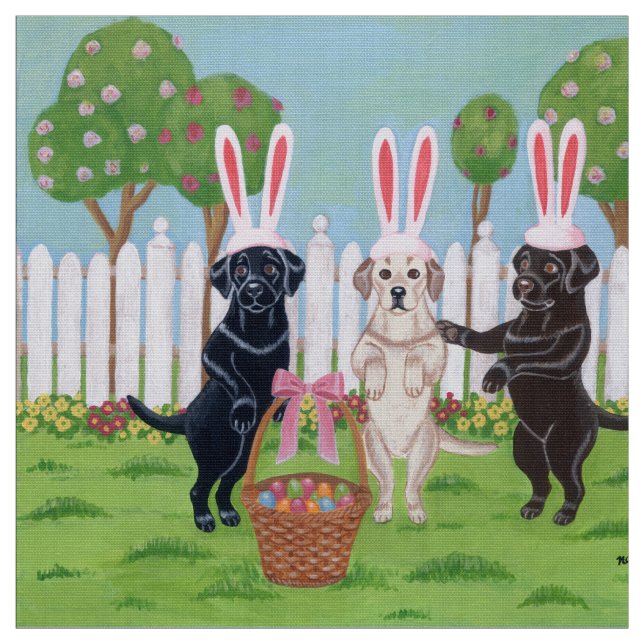 Tissu Lapins de Labrador Pâques ! ! (Échantillon)
