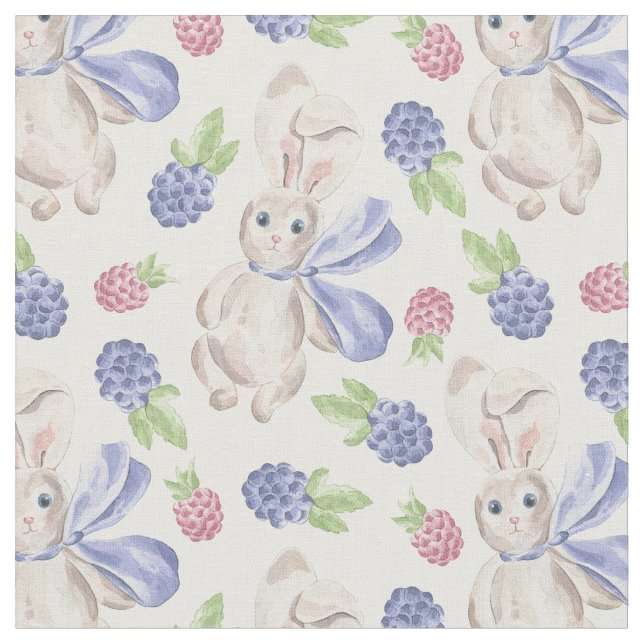 Tissu Lapins et baies (Fermer)
