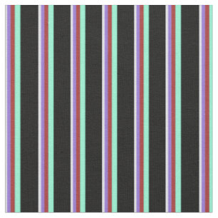 Tissu Lavande, Violet, Brown, Aquamarine & Lignes noires
