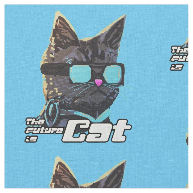 Tissu L'avenir est le chat (Fermer)