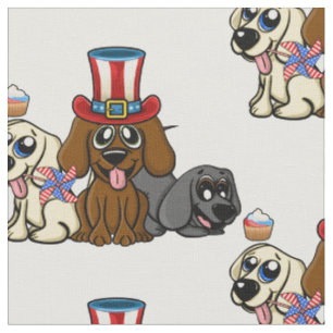Tissu Le 4 juillet, le patriotique Chiens fait feu d'art