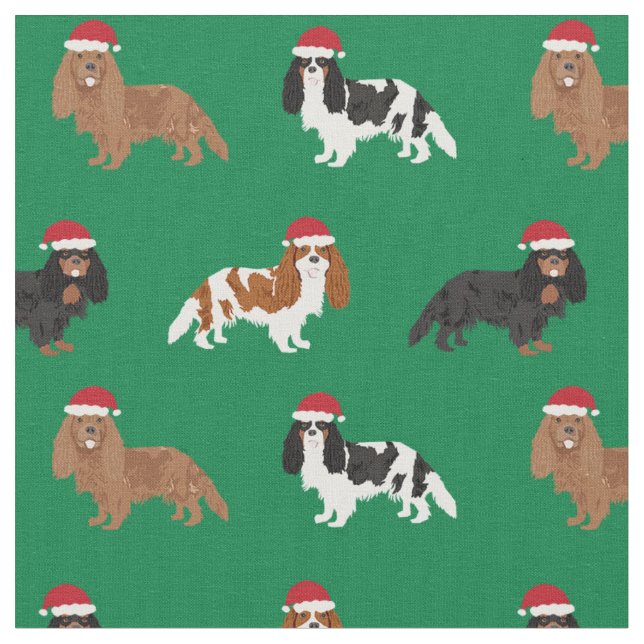 Tissu Le Cavalier roi Charles Espagnol père Noël vert (Fermer)