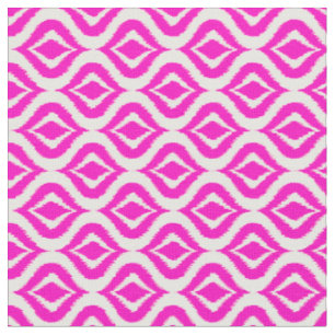 Tissu Le Chic Ikat, un rétro rose vif, tombe Motif