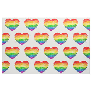 Tissu Le cœur arc-en-ciel de SlipperyJoe griffonné tourb