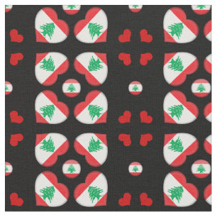 Tissu Le drapeau libanais et les coeurs libanais sont en