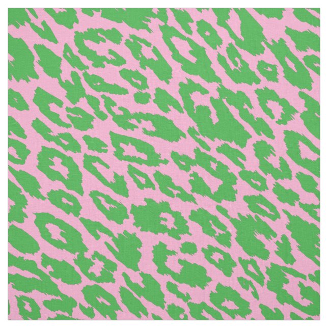 Tissu Le léopard rose et vert (Échantillon)