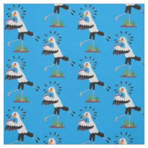 Tissu Le mignon secrétaire oiseau écrire des notes dessi