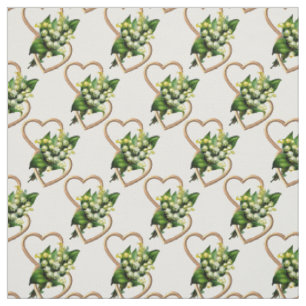 Tissu Le muguet et coeurs