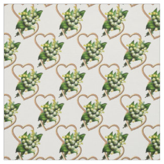 Tissu Le muguet et coeurs