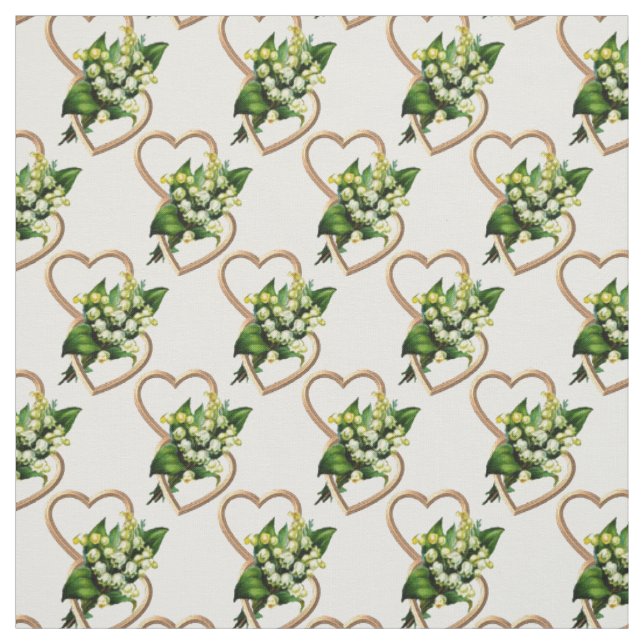 Tissu Le muguet et coeurs (Échantillon)