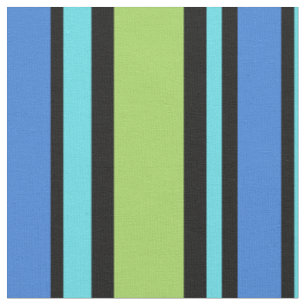 Tissu Le noir audacieux de vert bleu de turquoise barre